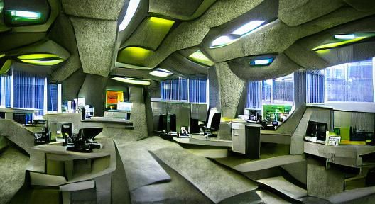 Futuristic Brutalist Office Interior Design