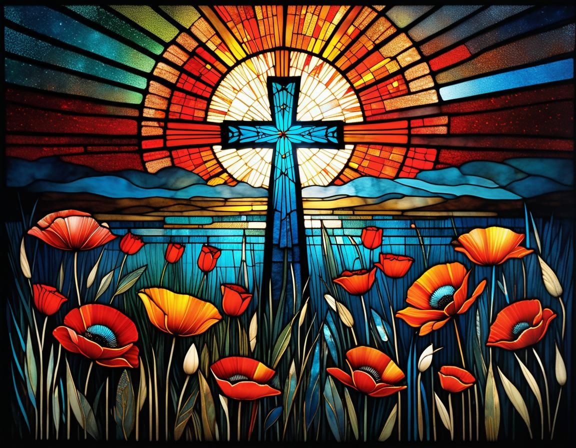 Poppies Bloom in Flanders Fields: Stained Glass Art