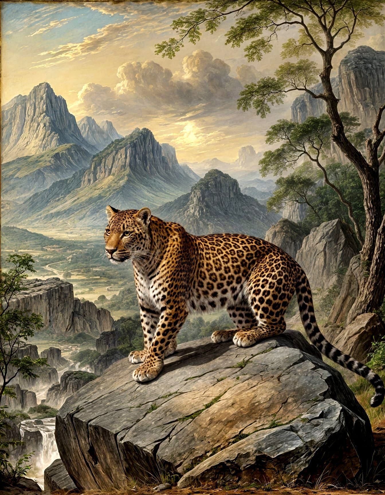Impressionist Leopard in Landscape Setting