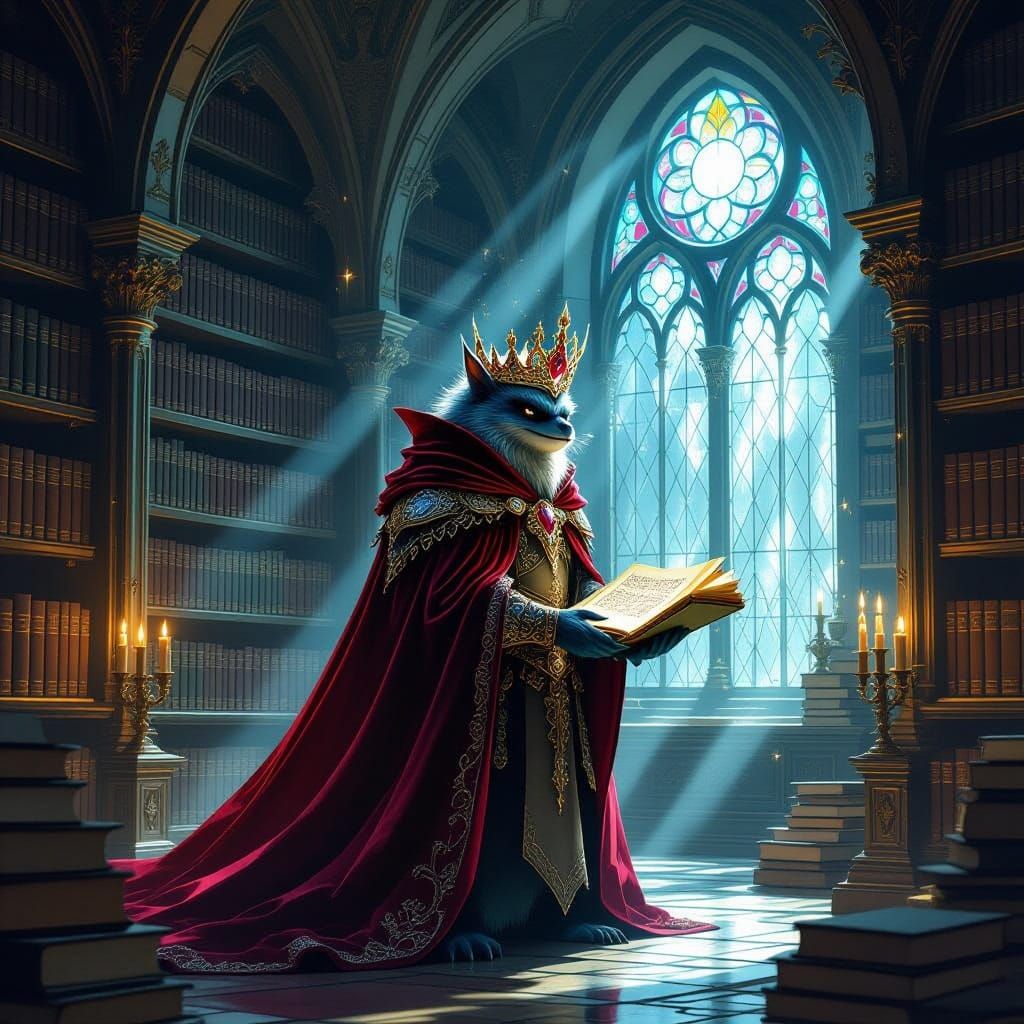Majestic Goblin Guards Ancient Library in High Fantasy Art