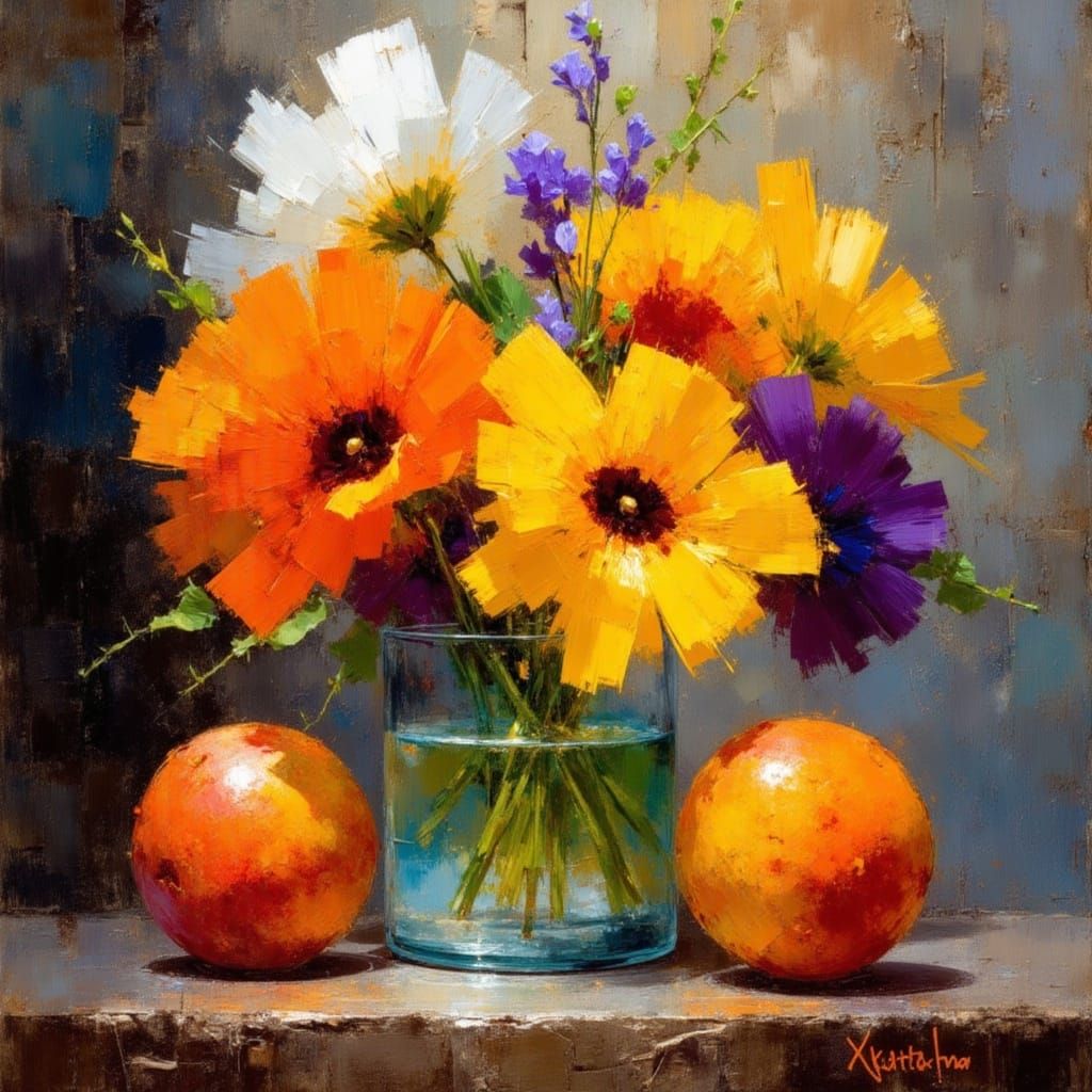 Luminous Earthly Still Life in Vibrant Impressionist Style