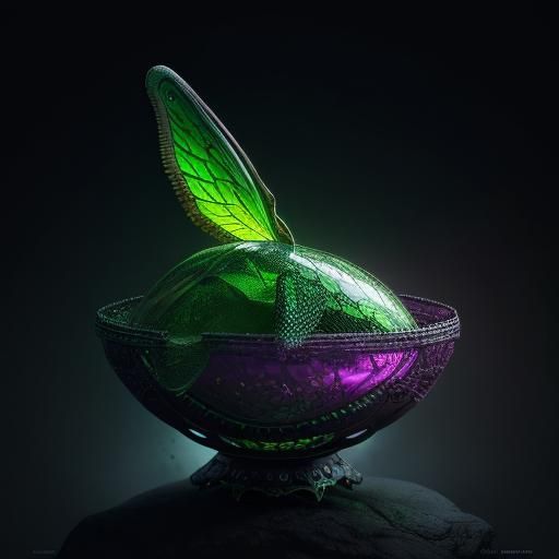 Transparent Chameleon and Glowing Egg, Digital Painting