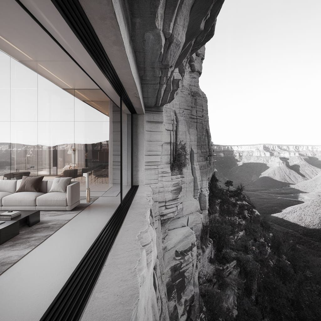 Ultramodern Cliff Dwelling with Panoramic Valley View