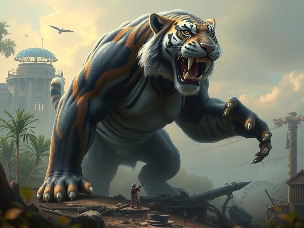 Giant Tiger Emerges from Post-Apocalyptic Jungle