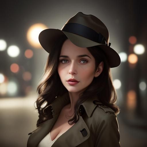 Brunette in Fedora: Film Noir Portrait