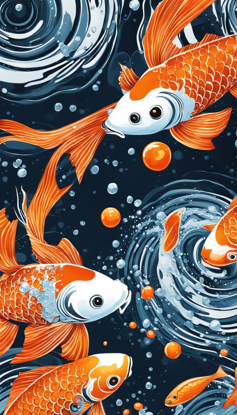 Koi Fish Yin-Yang in Digital Artwork