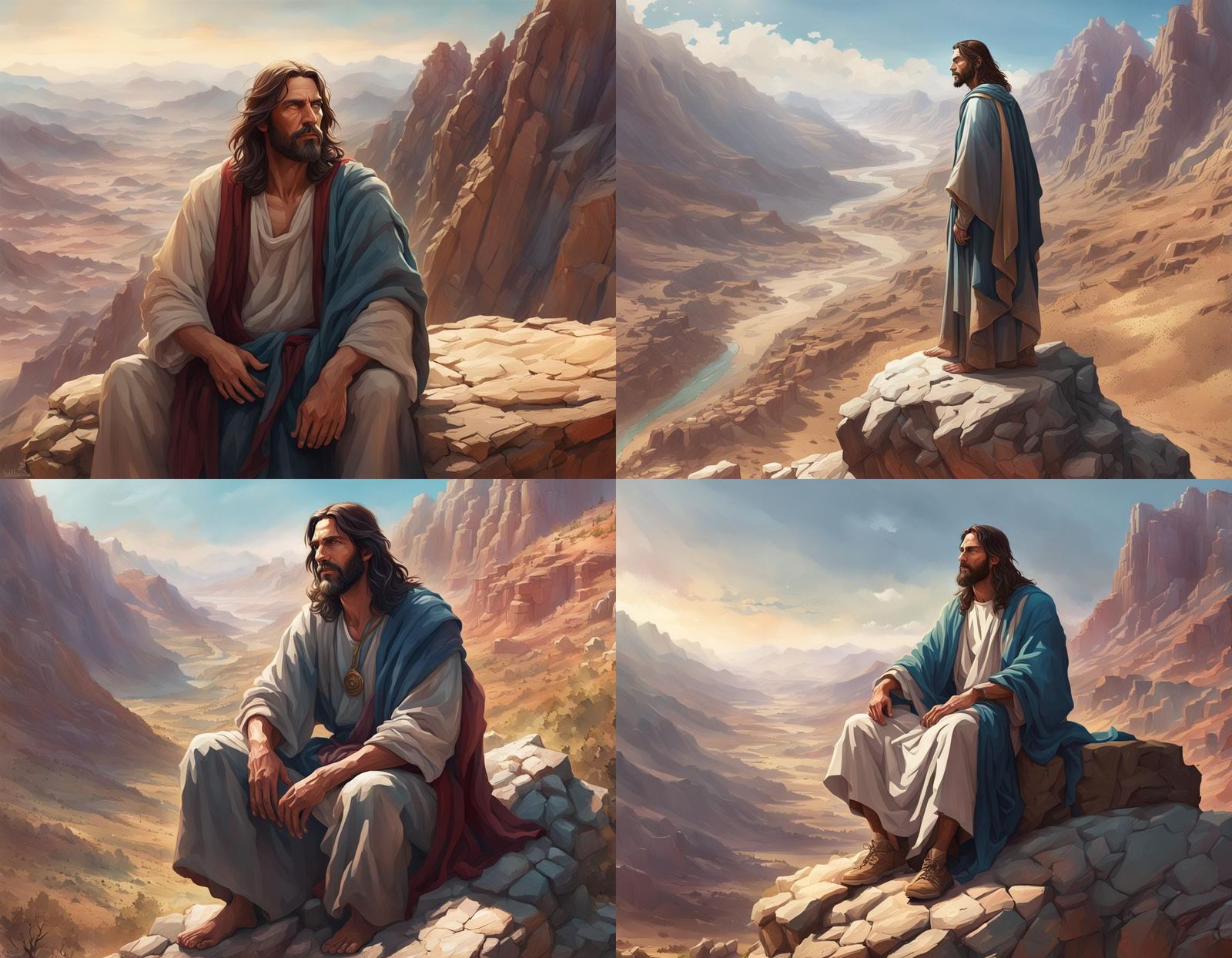Jesus Temptation in the Desert: Hyperdetailed Portrait