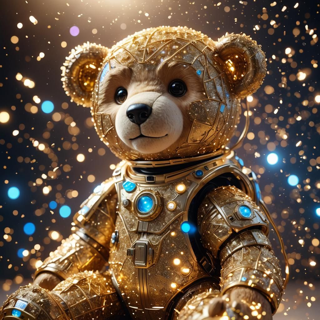 Giant Teddy Bear in Spacesuit: 3D Hologram