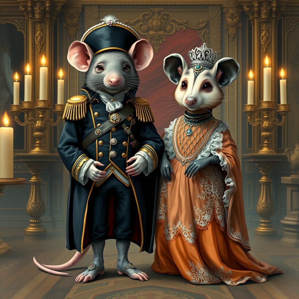 Regal Rat and Elegant Possum in 19th-Century French Palace