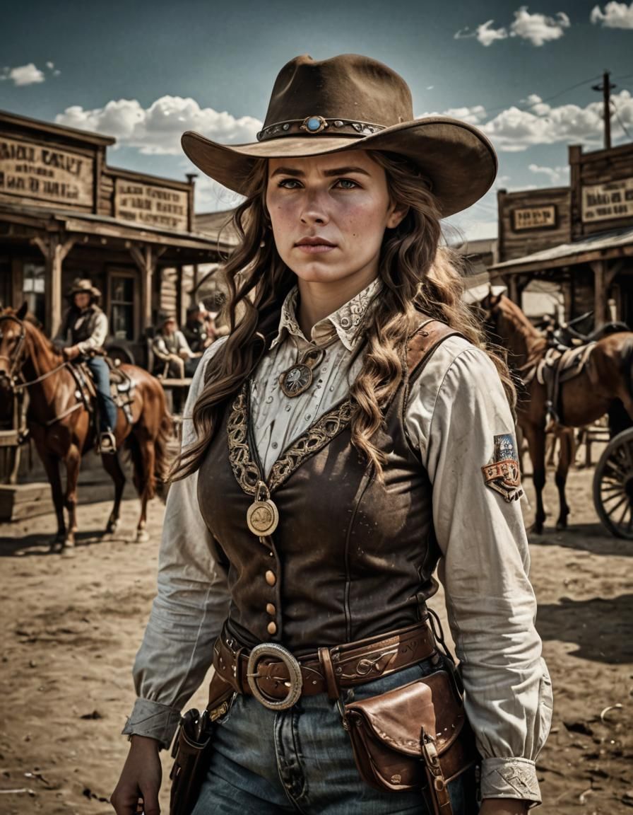 Annie Oakley in the Wild West: Hyperrealistic Portrait