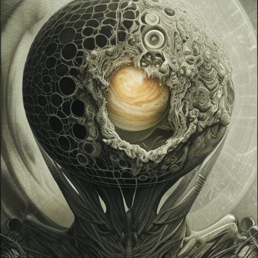 Jupiter Easter Egg Warping in Space: Dark Fantasy Art