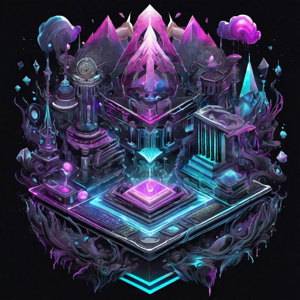 Ancient Tech T-Shirt Design with Magical Elements