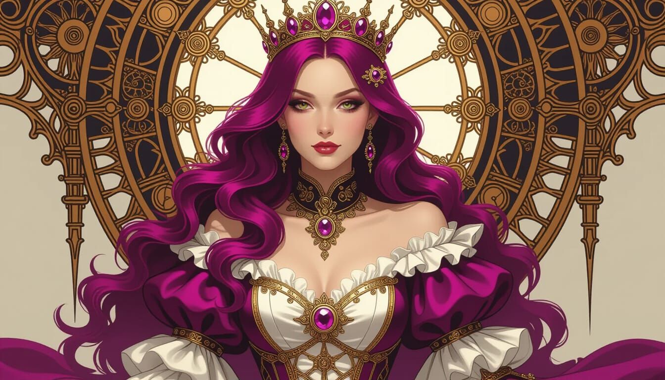 Regal Steampunk Queen in Magenta and Gold