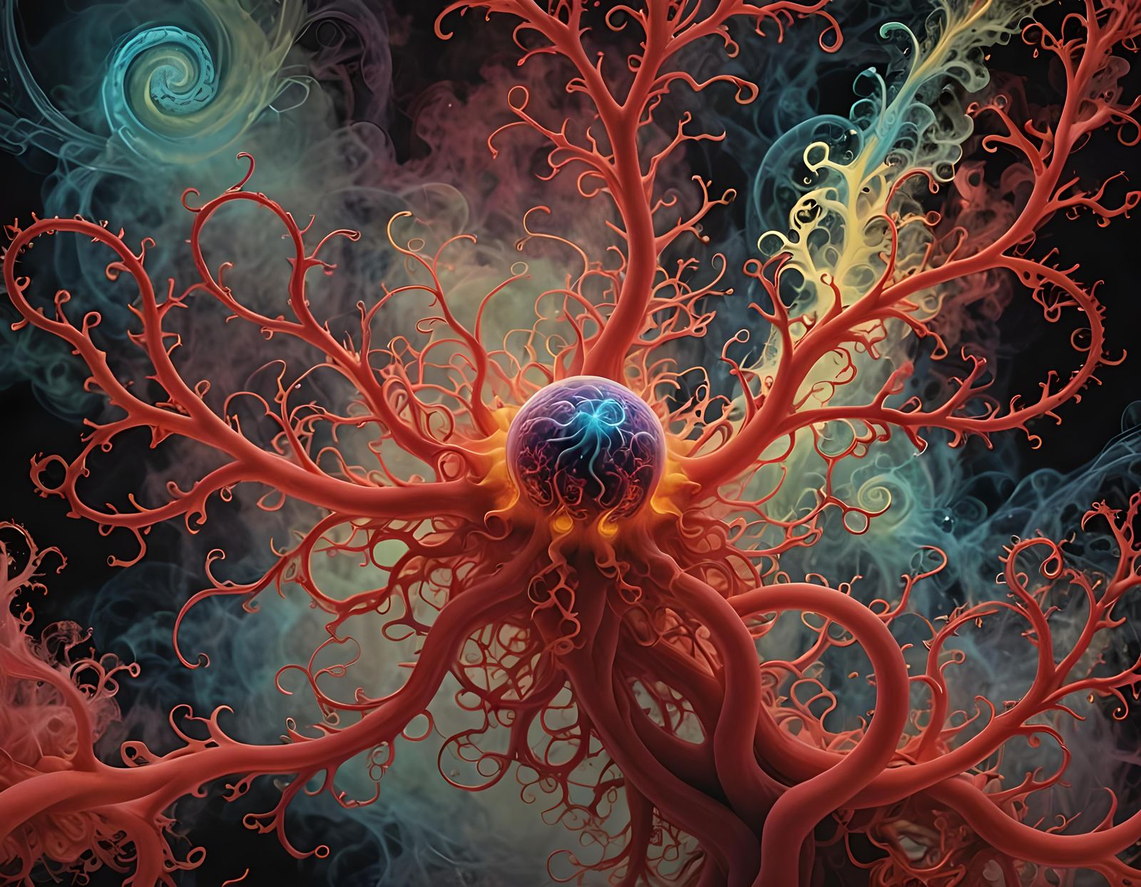 Ethereal Fractal Art in Complementary Colors