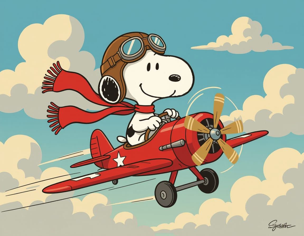 Snoopy's Fierce Sky Duel in Charles M. Schulz Style