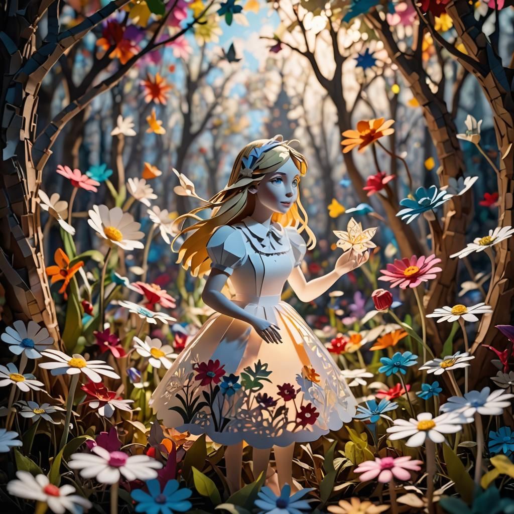 Alice in Wonderland Paper Cut Scene