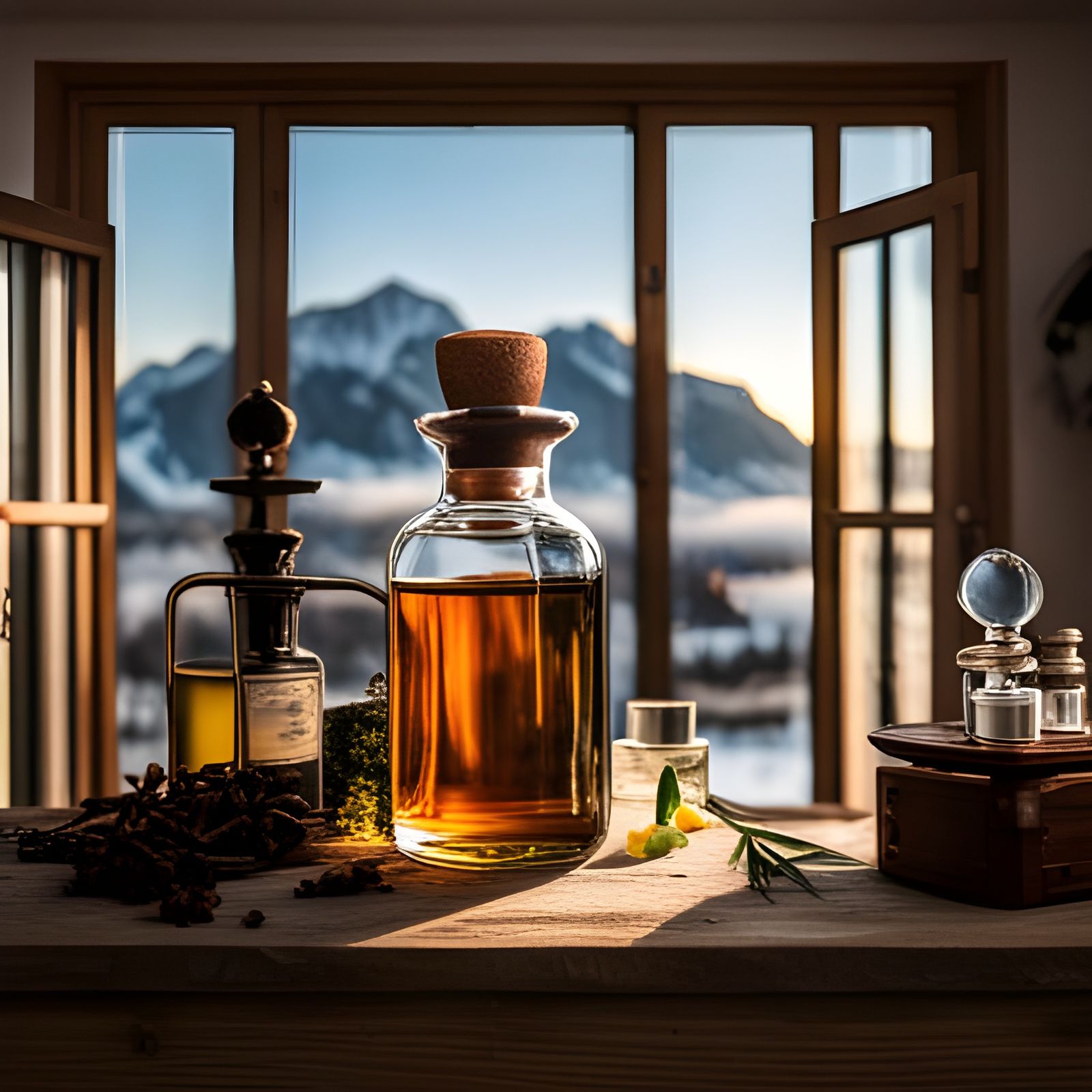 Perfumer's Workplace with Fragrance Organ in 3D Rendering