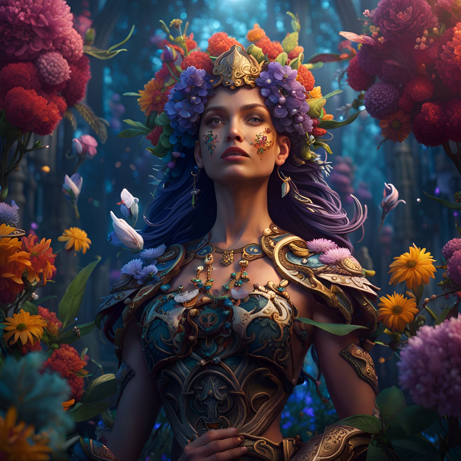 Goddess of Magical Flowers: Fantasy Concept Art