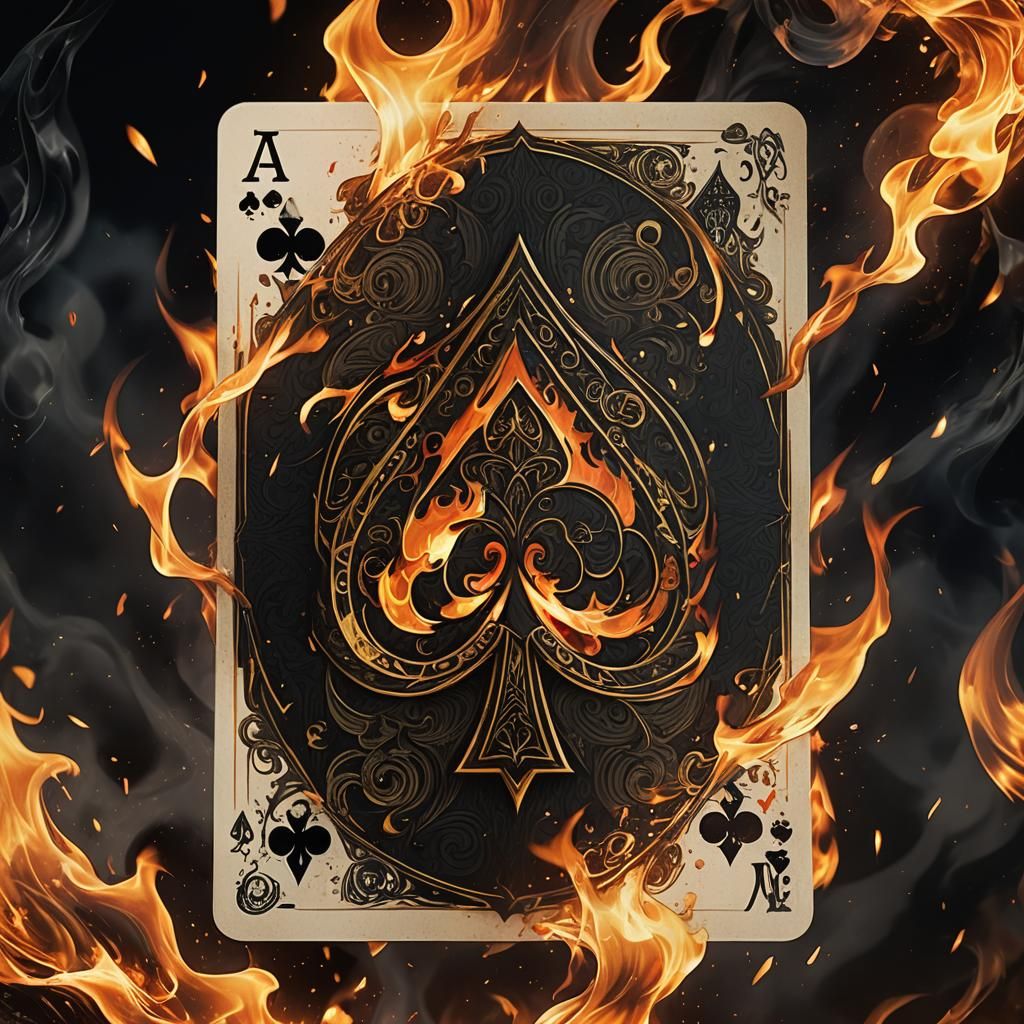 Burning Ace of Spades in Anime Style