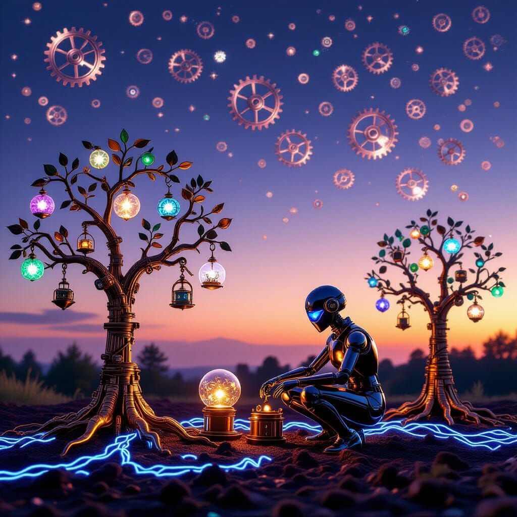 Steampunk Baroque Garden with Mechanical Flora