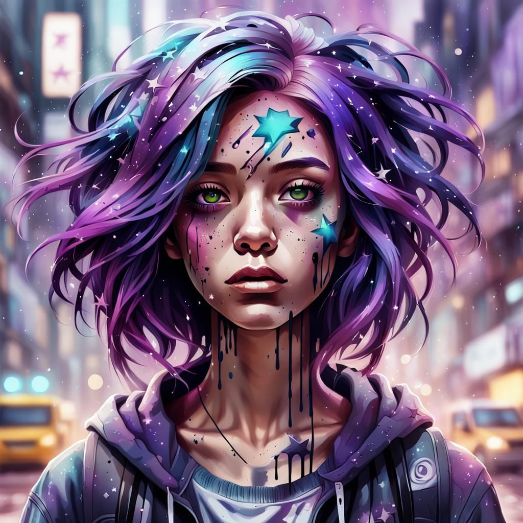 Electric Storm Goddess in Dystopian Splendor