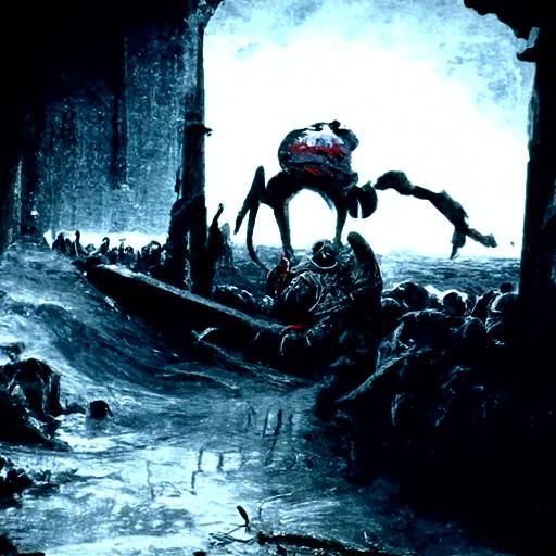Horrific Mr. Krabs in Dark Fantasy Style