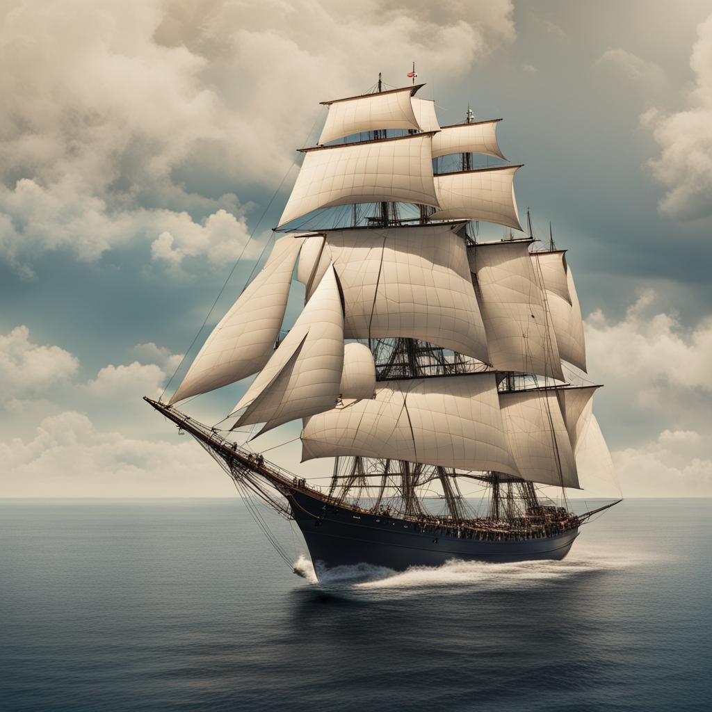 a sailing ship flying in the air