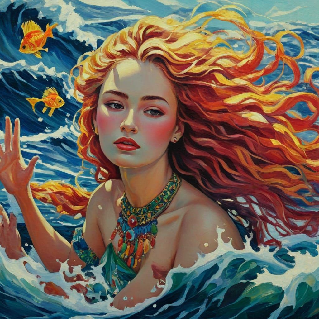 Nyi Roro Kidul Tattoo Flash Sheet in Fauvist Style