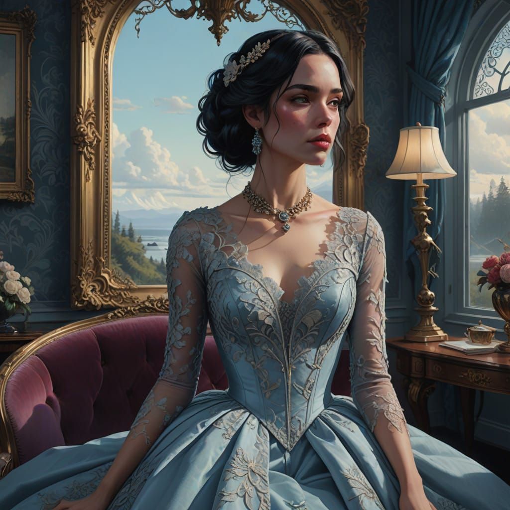 Elegant Victorian Beauty in Gilded Elegance