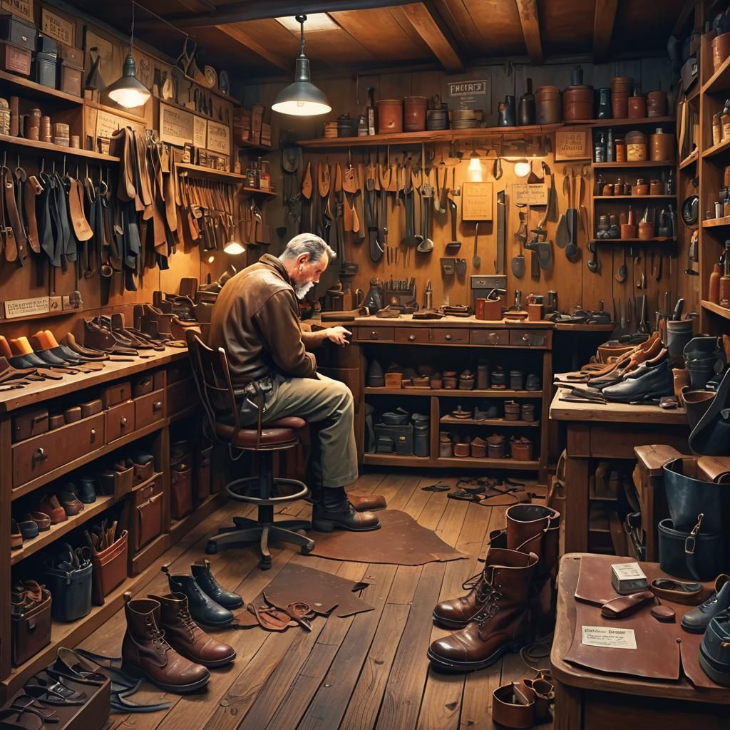 Leather Repair Shop: Nostalgic Concept Art