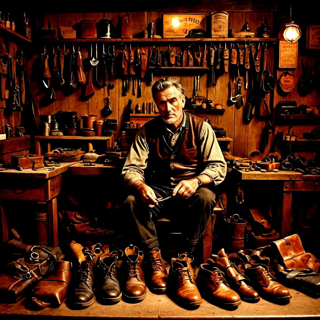 Vintage Shoe Repair Shop With Polish Sign