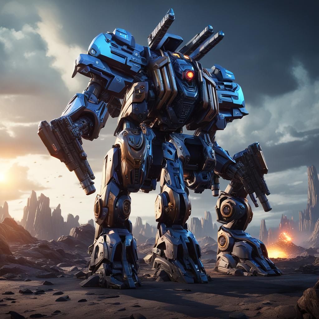 Futuristic Mammoth War Machine with Heavy Weaponry