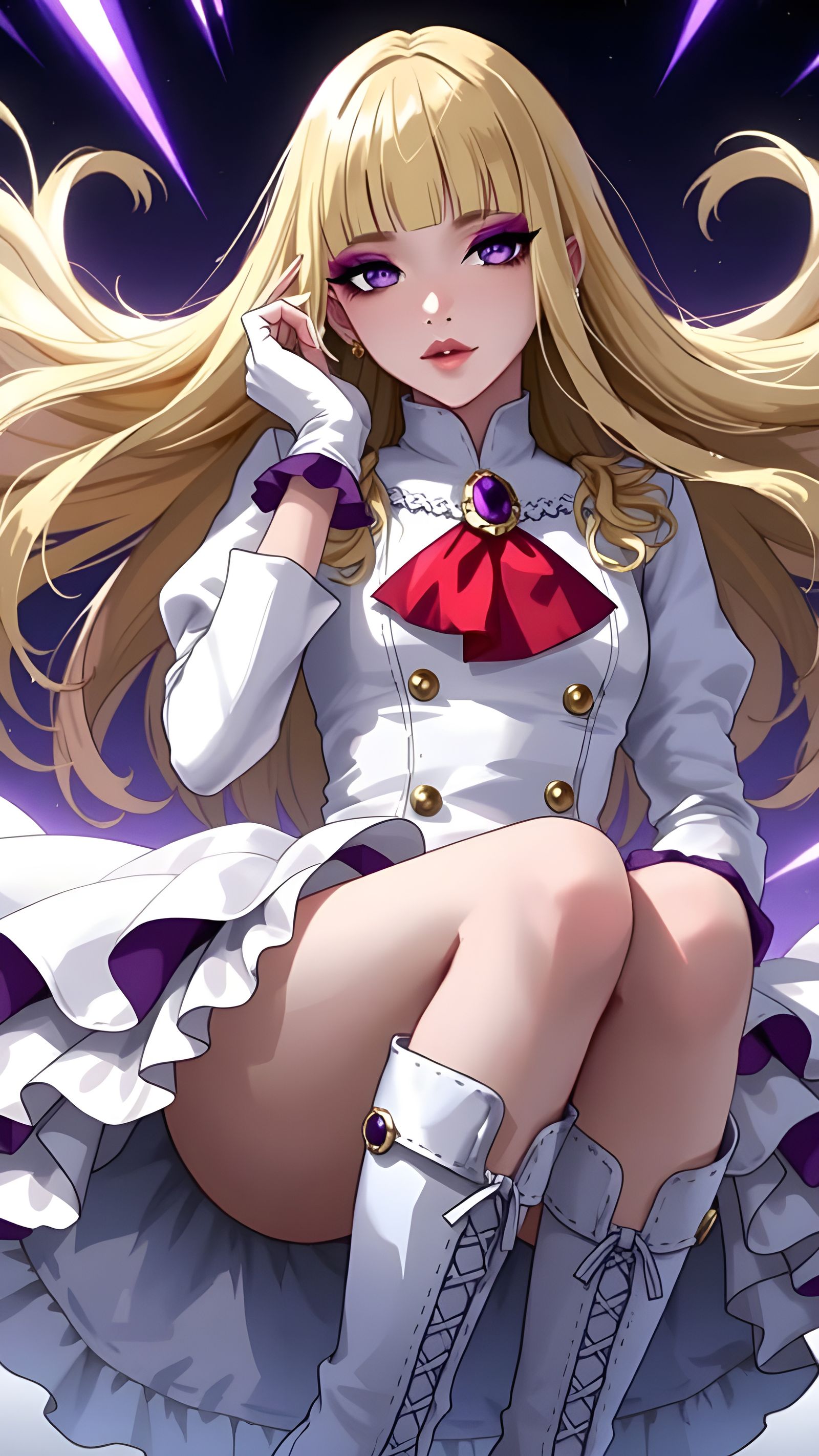 Emilie de Rochefort in Frilled White Outfit