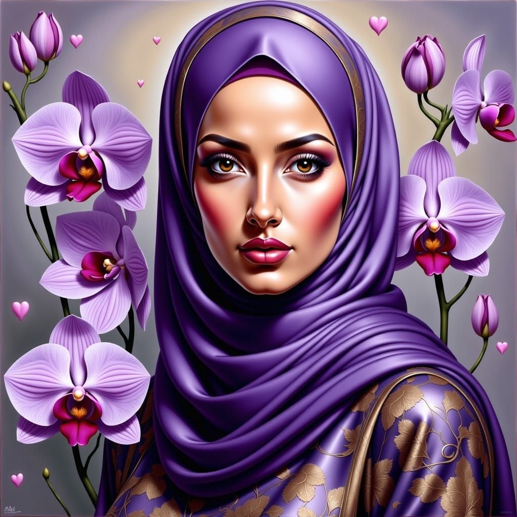 Beautiful Hijabi Woman in an Art Nouveau-Inspired Setting
