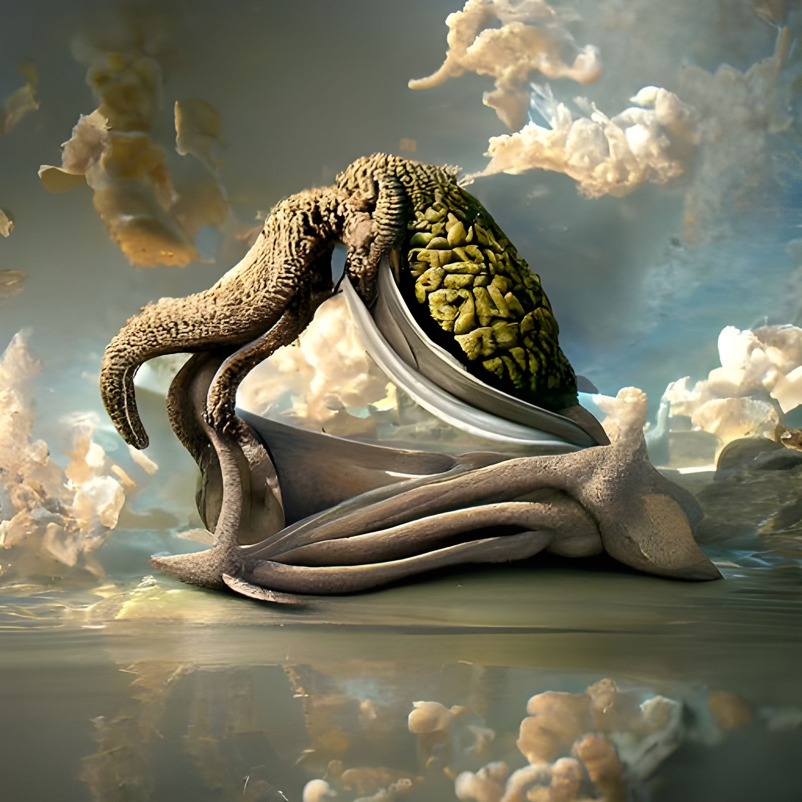 Surreal Brain of Cthulhu in De Chirico Style