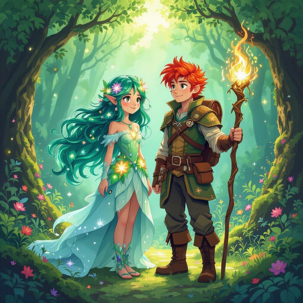 Whimsical Forest Scene with Illiyeen and Owen