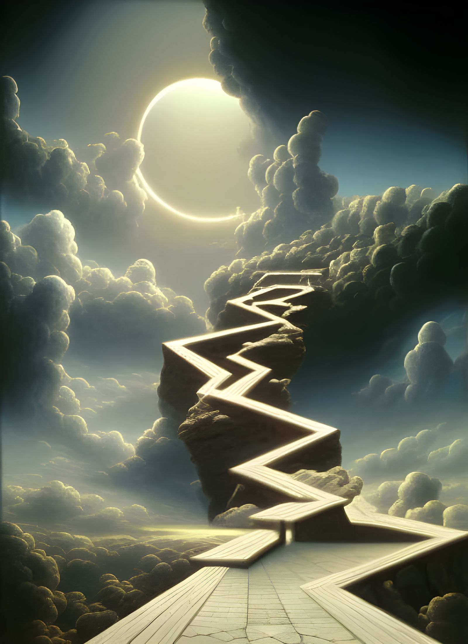 Romantic Stairway to Infinity in Detailed Painting