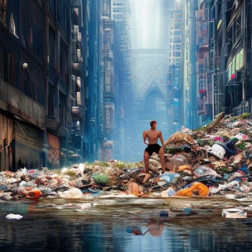 Freestyle Swimming in Urban Garbage Pile
