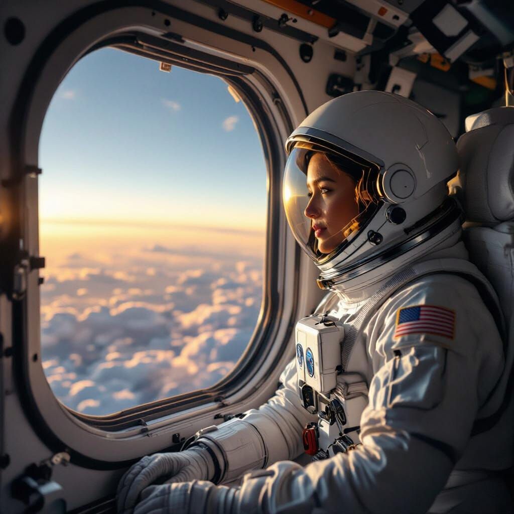 Astronaut's Breathtaking Earth View in Hyperrealistic Style