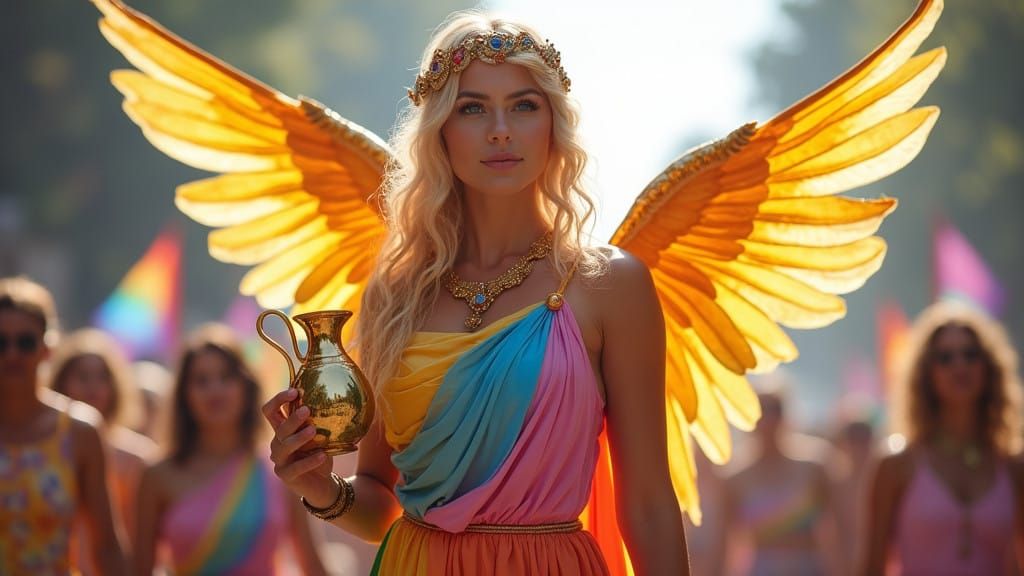 Greek Goddess Iris Empowers Pride Parade with Vibrant Colors