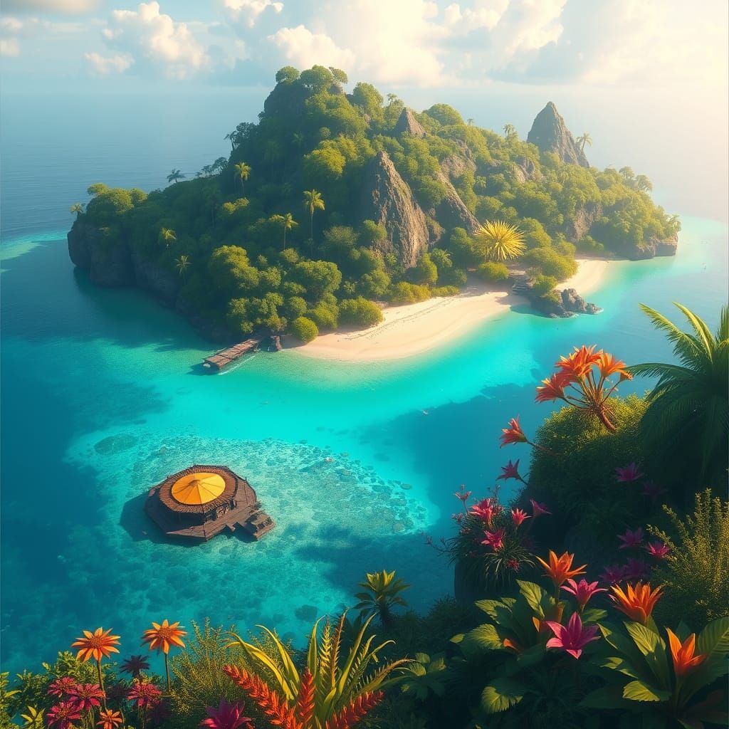 Tropical Lagoon in Fantastical Style