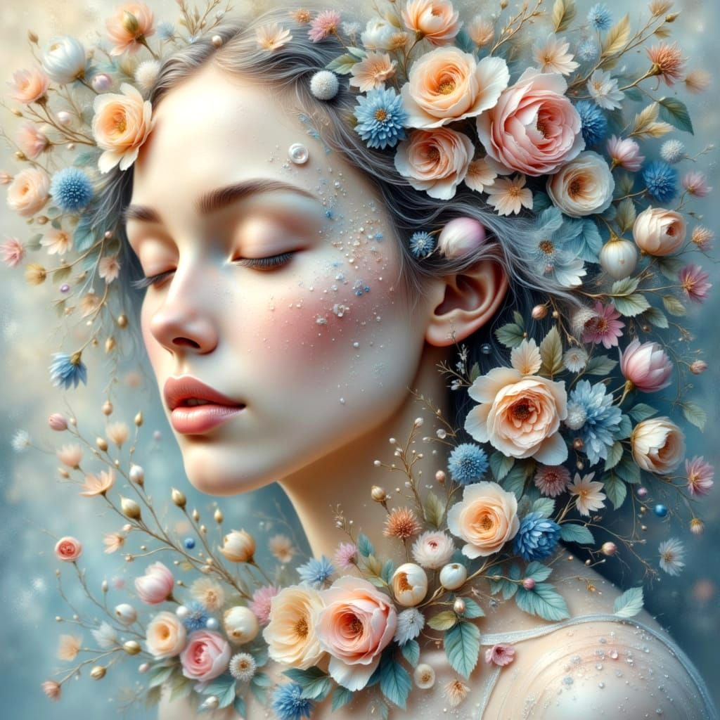 Ethereal Woman Portrait with Glittering Bokeh