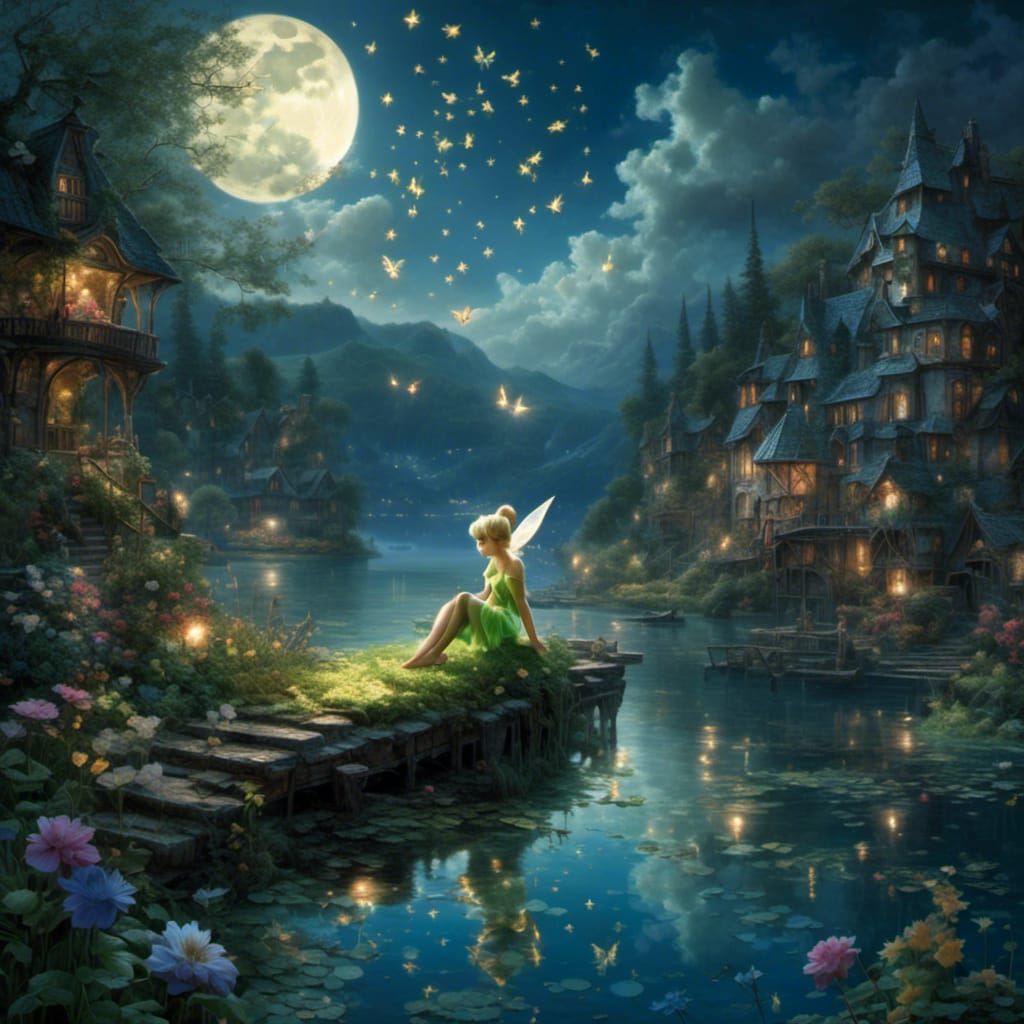 Tinkerbell in Moonlight, Hyperreal Fairy Art