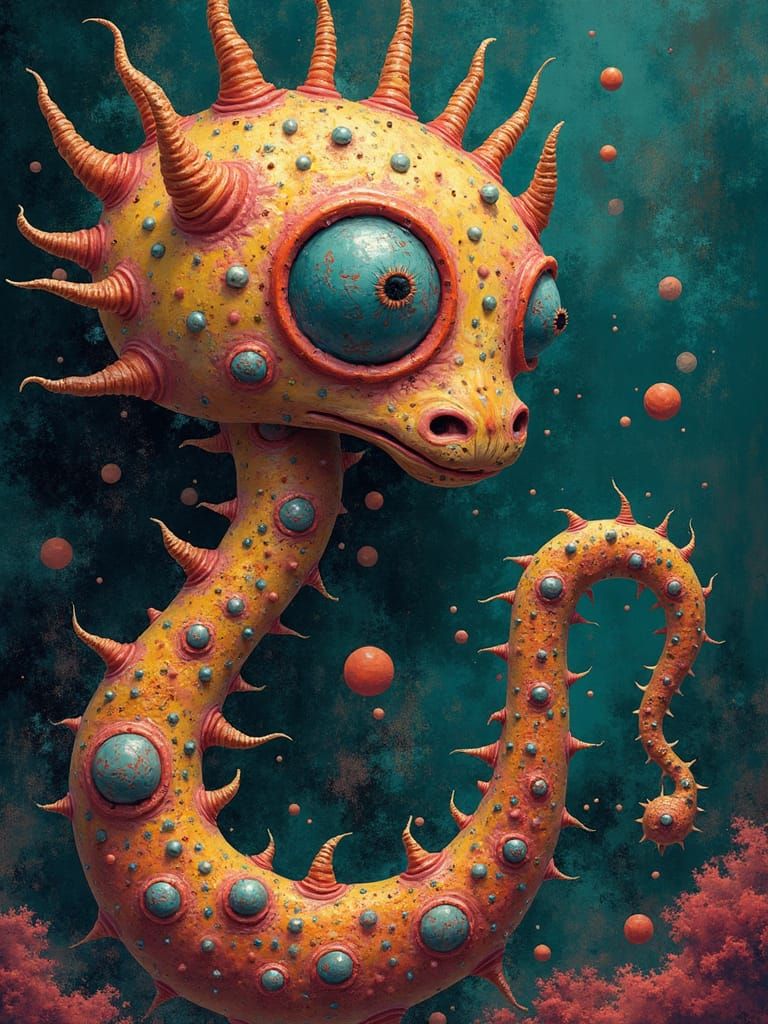 Surreal Mandelbrot Ouroboros in Post-Impressionist Style