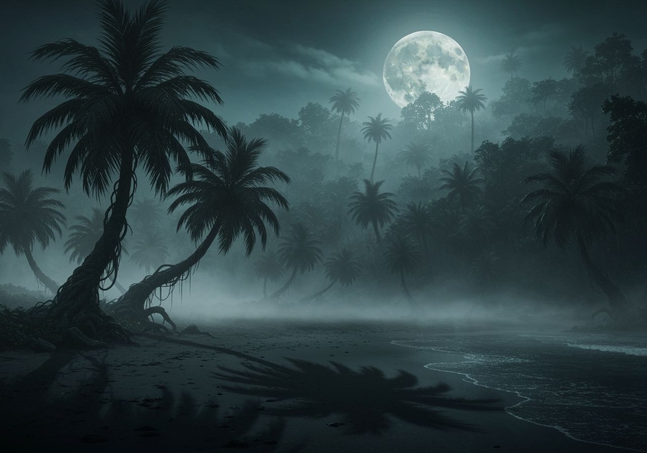 Surreal Dark Fantasy Beach at Night