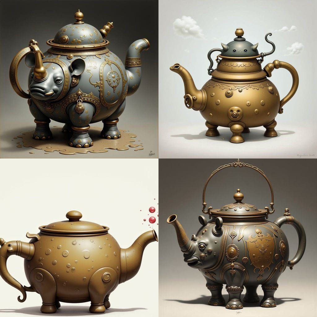 Rhino-Shaped Teapot in Vibrant Colors