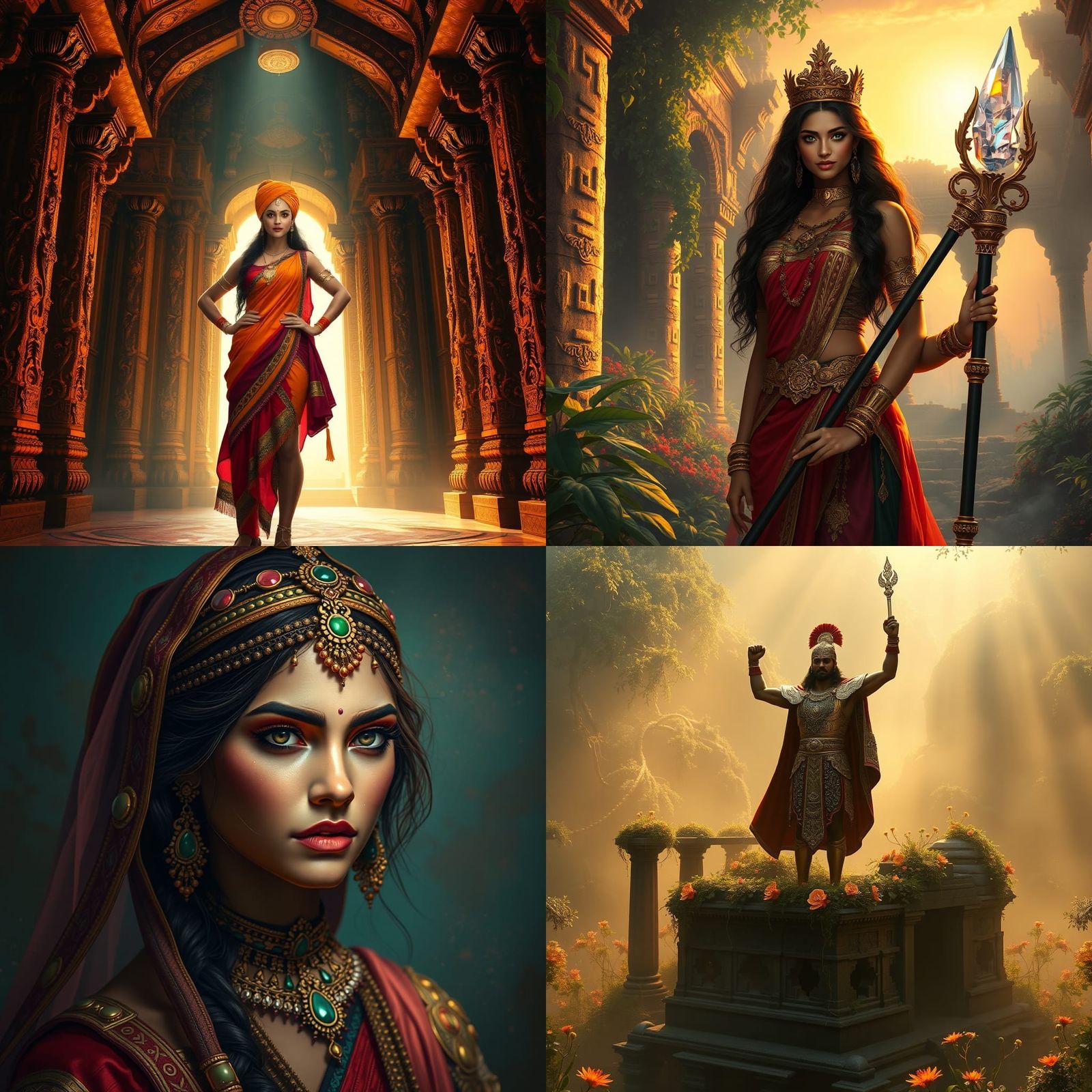 Detailed Matte Painting of an Indian Heroine