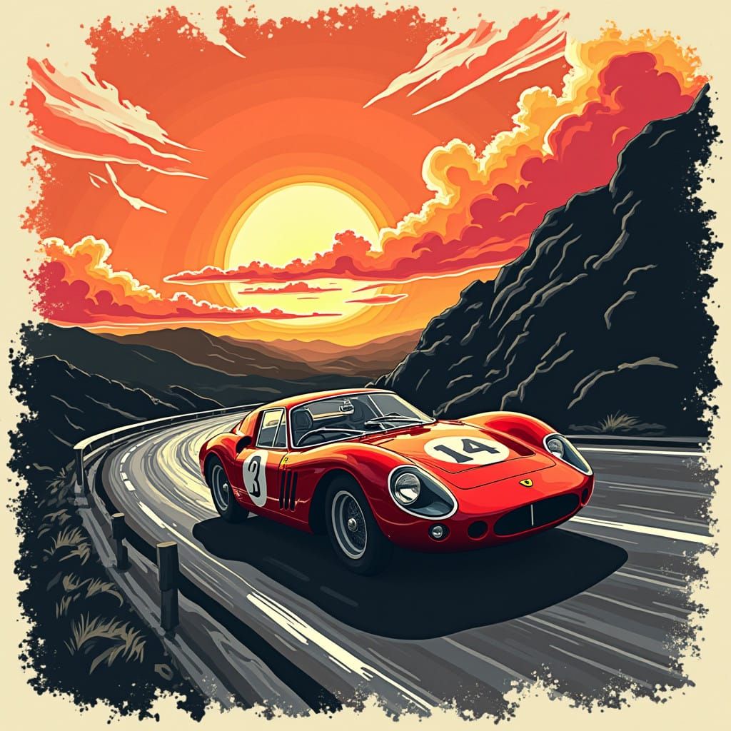 Vintage Film Noir Ferrari Dino Racing Car