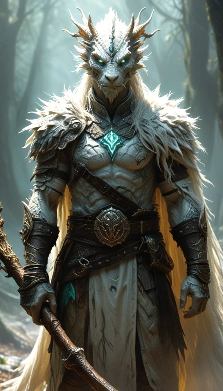 Dragonborn Cleric in Leather Armour with Holy Symbol