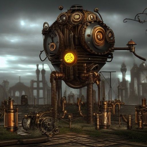 Mobile Steampunk Clockwork City in Gothic Style